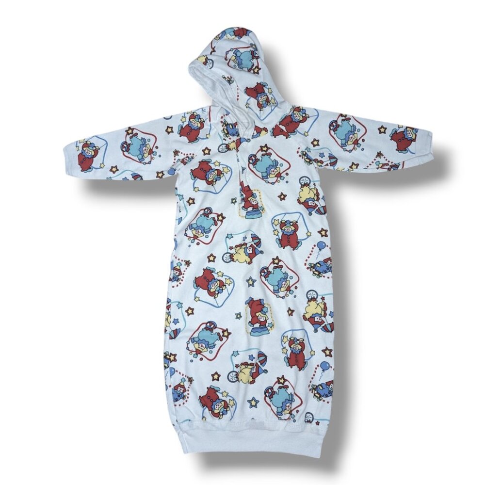 Vintage Baby Hooded Sleep Sack Long Sleeve Clown 90s Print Fruit of the Loom
